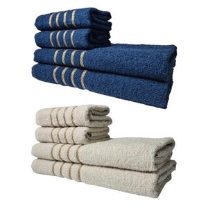 Kit 8 Toalhas Grandes Dubai 4 Banhos 4 Rostos Azul+bege
