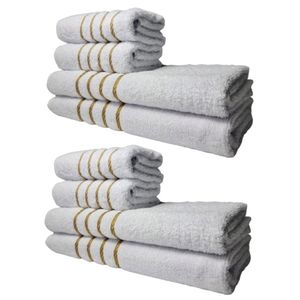Kit 8 Toalhas Grossas E Grandes Dubai 4 Banhos 4 Rostos Branco