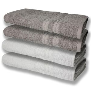 4 Toalhas Super Felpudas Grande E Grossa Algodão 80x150 Branco+cinza