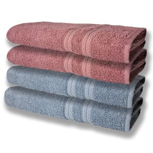 4 Toalhas Super Felpudas Grande E Grossa Algodão 80x150 Azul+rosê