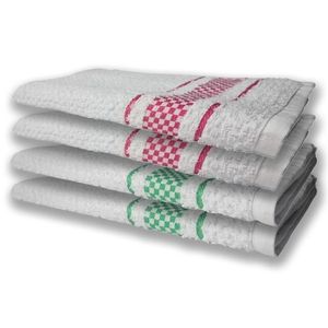 4 Panos De Prato Atoalhado Felpudo Verde+rosa