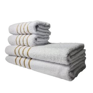 Jogo De Toalha 2 Banho 2 Rosto 4pçs Luxo Dubai Branco