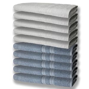 10 Toalhas Grande E Grossa 5 Azul 5 Branco