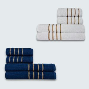 Jogo De Toalha 8 Peça Coleção Dubai Branco+azul