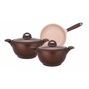 Conjunto De Panelas Belga Revestimento Ceramico 3 Peças Mta 8407
