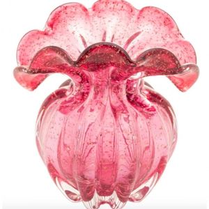 Vaso De Vidro Italy Rosa E Dourado 11x9x11,5 Cm - Lyor