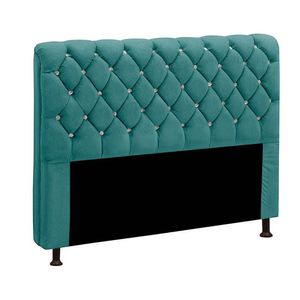 Cabeceira Estofada Fernanda 140 Cm Casal Veludo Turquesa Ciano Speciale Home Turquesa