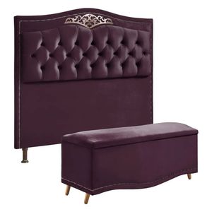 Conjunto Cabeceira E Calçadeira Holanda 195 Cm Luxor Roxo Speciale Home Roxo