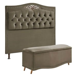 Conjunto Cabeceira E Calçadeira Holanda 160 Cm Marrom Castor Speciale Home Marrom