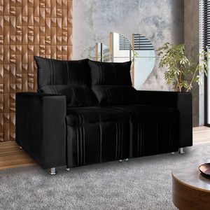 Sófa Retrátil E Reclinável 2 Lugares Madri Veludo Preto Speciale Home Preto