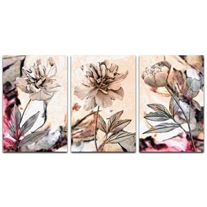 Kit Placas Quadros Decorativos 3 Pçs Mdf 20X30 Floridas Titulo Flores Pastéis