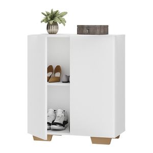 Sapateira 2 Portas Nina Multimóveis V6010 Branca/Natural Branco/Natural
