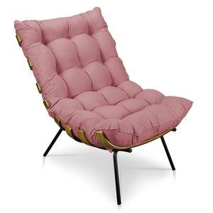 Poltrona Costela Suede Base Metálica Pallazio Rosê