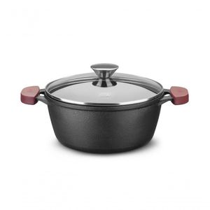 Caçarola De Ferro Fundido C/ Tampa De Vidro Forno E Fogão 20cm Mta 8340