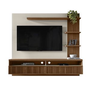 Painel Home Para Tv 55 Polegadas Ripado Dumont Linea Brasil Freijo/off White