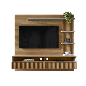 Painel Home Para Tv 55 Polegadas Ripado Dumont Linea Brasil Amendoa/titanio