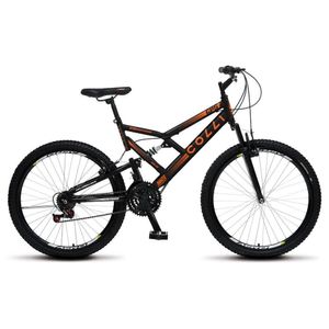 Bicicleta Gps Aro 26 Aço 21 Marchas Dupla Suspensão Freio V-brake Preto/laranja