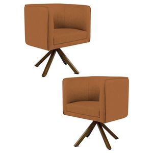 Kit 2 Poltronas Base Madeira Betina B-262 Veludo Telha
