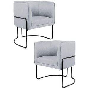 Kit 2 Poltronas Decorativas Base Aço Betina C-315 Linho Cinza - Domi