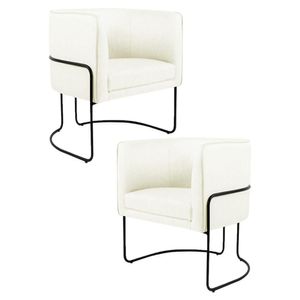 Kit 2 Poltronas Decorativas Base Aço Betina C-26 Corano Bege - Domi