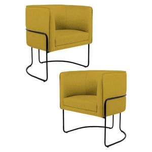 Kit 2 Poltronas Decorativas Base Aço Betina B-279 Veludo Mostarda - Domi