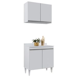 Armário Aéreo Califórnia E Balcão Hawai Com Tampo 80cm Branco - Lumil