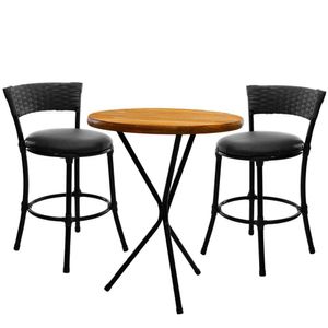 2 Banquetas Forts Baixa Fibra Preto Ferro Pintura Eeletrostática Com Bistrô