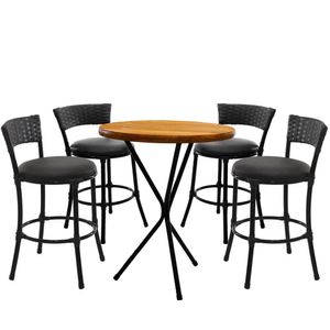 4 Banquetas Forts Baixa Fibra Alumínio Com Bistrô Preto