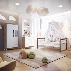 Quarto Infantil Completo Guarda Roupa Cômoda Branco Fosco