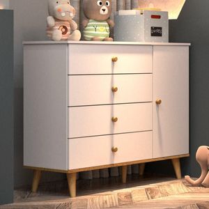 Cômoda Retrô Com Fraldário Lígia Branco Fosco