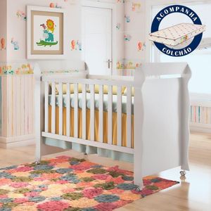 Berço Mini Cama Americano Com Colchão Mirelle Branco