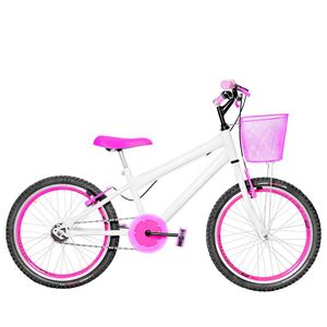 Bicicleta Infantil Feminina Aro 20 Aero Cor Branca E Pink
