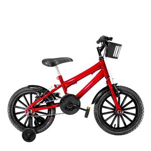 Bicicleta Infantil Masculina Aro 16 Nylon Vermelha E Preta