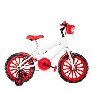 Bicicleta Infantil Feminina Aro 16 Nylon Branca E Vermelha
