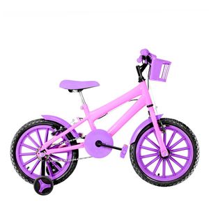 Bicicleta Infantil Feminina Aro 16 Nylon Cor Rosa E Lilás