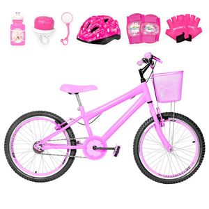 Bicicleta Infantil Aro 20 Aero + Kit Proteção Cor Rosa