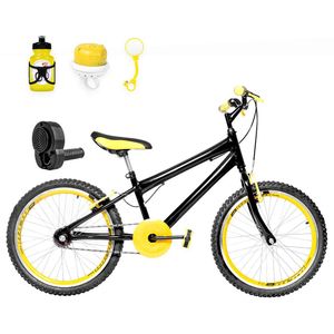 Bicicleta Aro 20 Aero + Kit Passeio Preta E Amarela