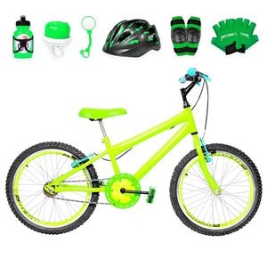 Bicicleta Infantil Aro 20 Aero + Kit Proteção Verde Claro