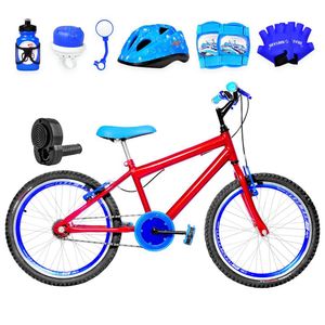 Bicicleta Infantil Aro 20 Aero + Kit Premium Vermelha E Azul