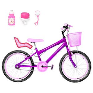 Bicicleta Aro 20 Aero + Kit Passeio Violeta E Rosa