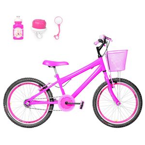 Bicicleta Infantil Aro 20 Aero + Kit Passeio Cor Pink