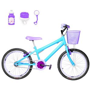 Bicicleta Aro 20 Aero + Kit Passeio Azul Claro E Lilás