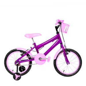 Bicicleta Infantil Aro 16 Alumínio Colorido Violeta E Rosa