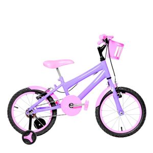 Bicicleta Infantil Aro 16 Alumínio Colorido Cor Lilás E Rosa