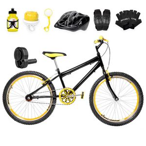 Bicicleta Aro 24 Aero + Kit Premium Preta E Amarela
