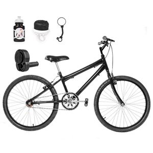 Bicicleta Aro 24 Alumínio + Kit Passeio E Acelerador Preta