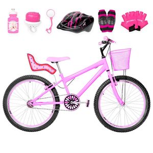 Bicicleta Feminina Aro 24 Aero + Kit Premium Cor Rosa