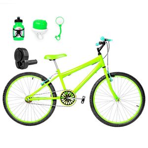 Bicicleta Aro 24 Alumínio + Kit Passeio Verde Claro