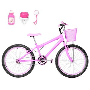 Bicicleta Feminina Aro 24 Aero + Kit Passeio Cor Rosa