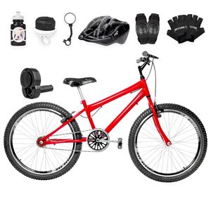 Bicicleta Aro 24 Aero + Kit Premium Vermelha E Preta